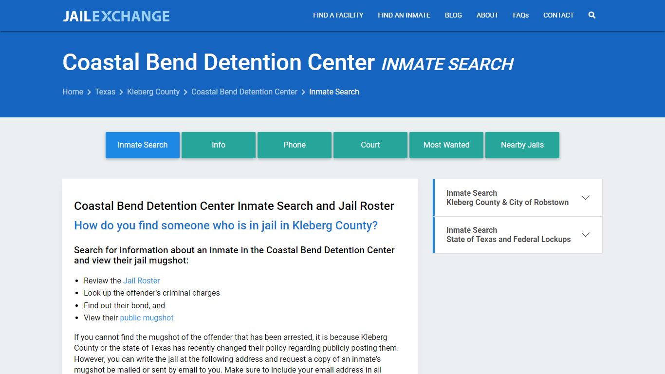 Coastal Bend Detention Center Inmate Search - Jail Exchange